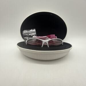 Oakley White/Dark Pink Commit Sunglasses 24-176 W/ Case, Bag & Nose Guards READ